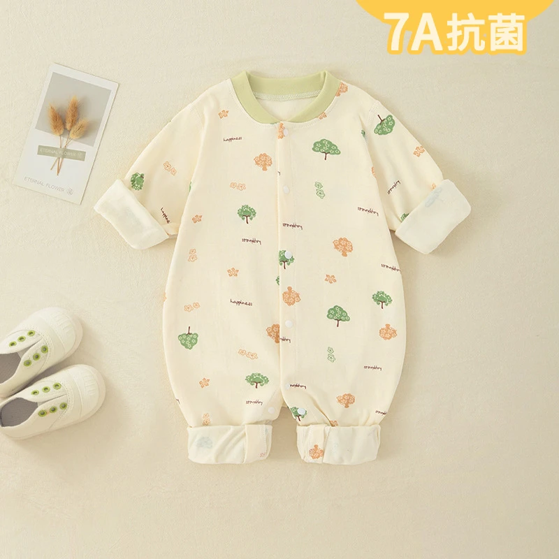 婴儿秋装衣服连体衣纯棉春秋宝宝爬服新生哈衣内衣男长袖超萌女宝