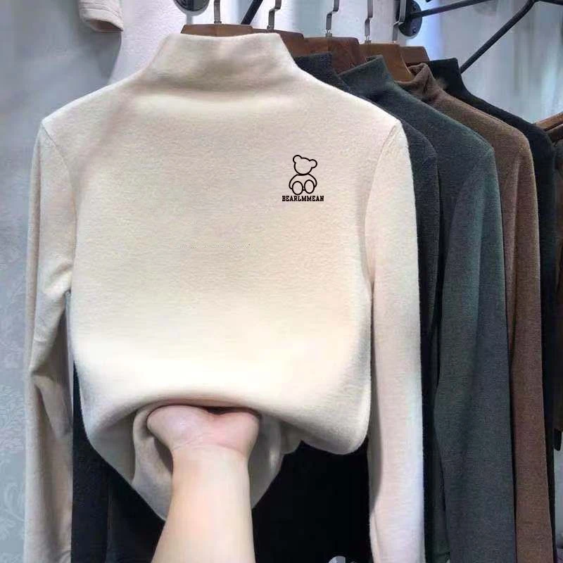 儿童半高领德绒加厚打底衫秋冬装加绒长袖T恤男女童内搭保暖上衣