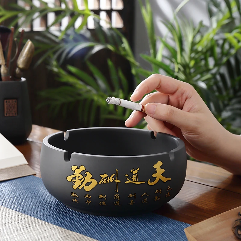 陶瓷烟灰缸大容量紫砂定制家用茶桌创意高档茶台清仓印字高颜值