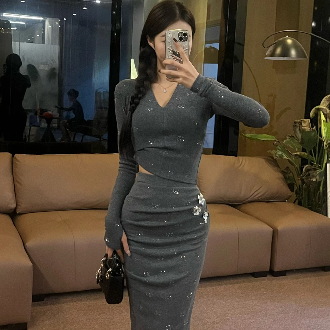 【OS&oneshow】新款名媛高级赫本显气质显瘦鱼尾裙两件套