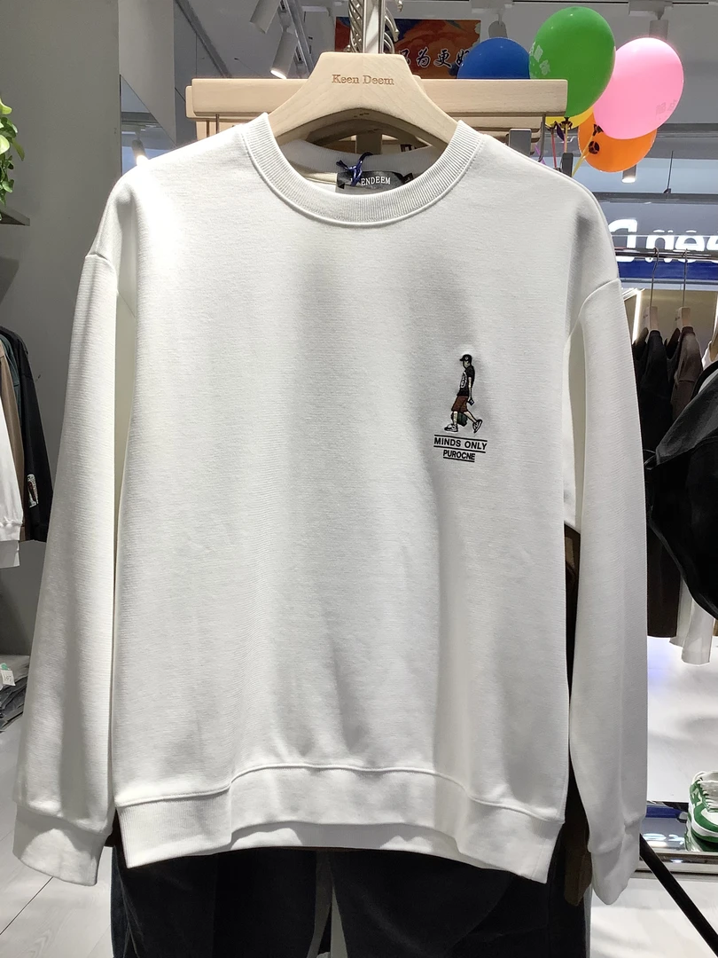 90183男秋款长袖圆领套头前后刺绣卫衣青春时尚学生宽松卫衣百搭