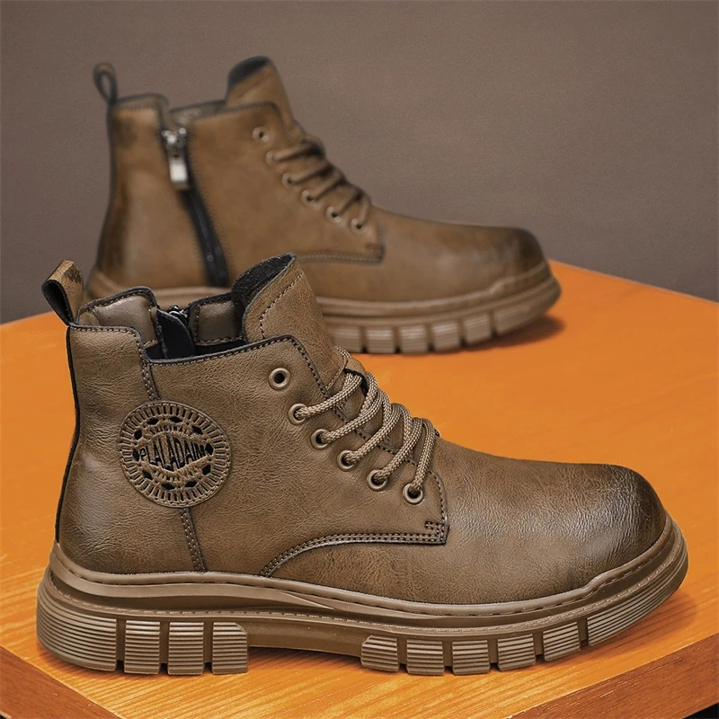 男鞋秋冬高帮休闲马丁靴男鞋男士马丁靴潮鞋加绒靴子秋冬冬季百搭