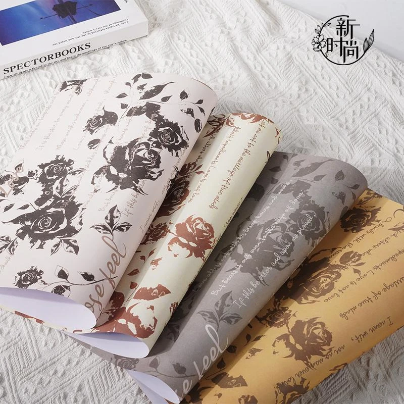 新时尚秋冬系列玫瑰诗集包花纸鲜花包装纸花卉油画纸花艺