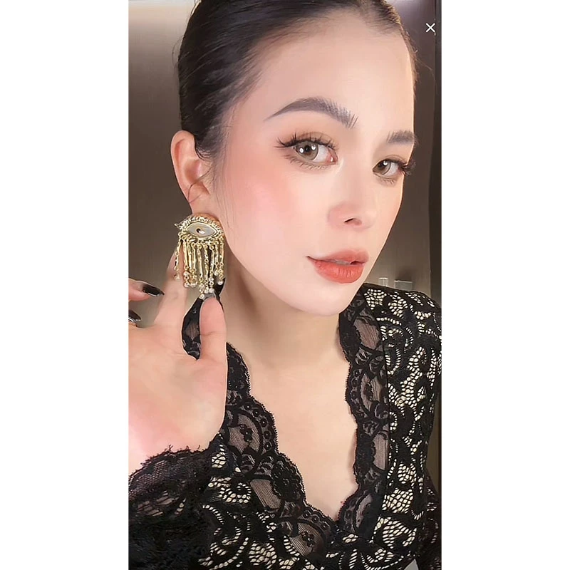 合金耳饰 重工眼睛流苏苏耳环ER30065