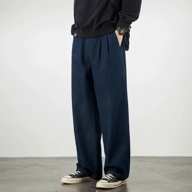 原色牛仔裤男宽松直筒阔腿垂感潮流裤子2025新款秋季百搭高端休闲