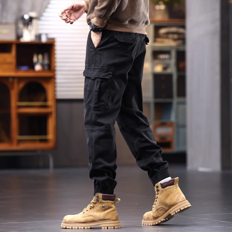 美式重磅复古工装裤子男秋季新款宽松直筒潮牌束脚男士休闲裤百搭