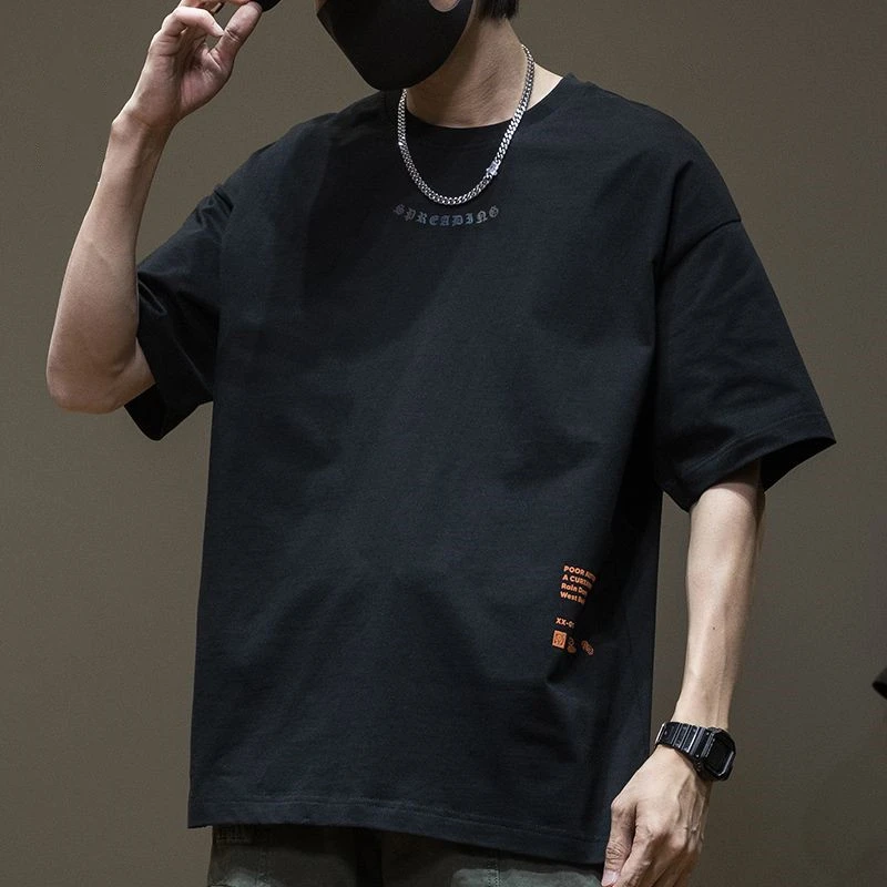 重磅纯棉短袖t恤男士夏季宽松爆款潮牌休闲半袖内搭打底衫男上衣t