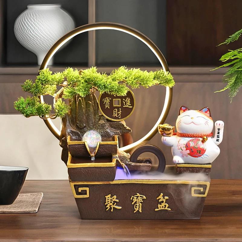 金蟾风水轮流水摆件循环水办公室桌面招财猫店铺吧台开业聚宝盆