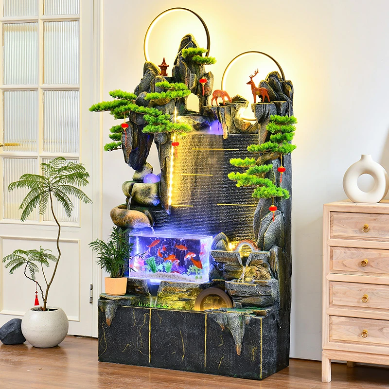 假山流水鱼缸循环水景观室内落地客厅办公室阳台乔迁开业礼物装饰