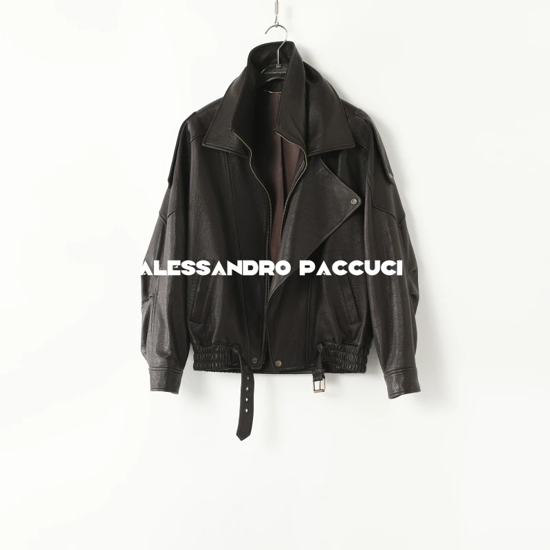 AP洛哥43042PY【黑标系列】西班牙进口羊皮双领复古时尚皮衣 秋冬