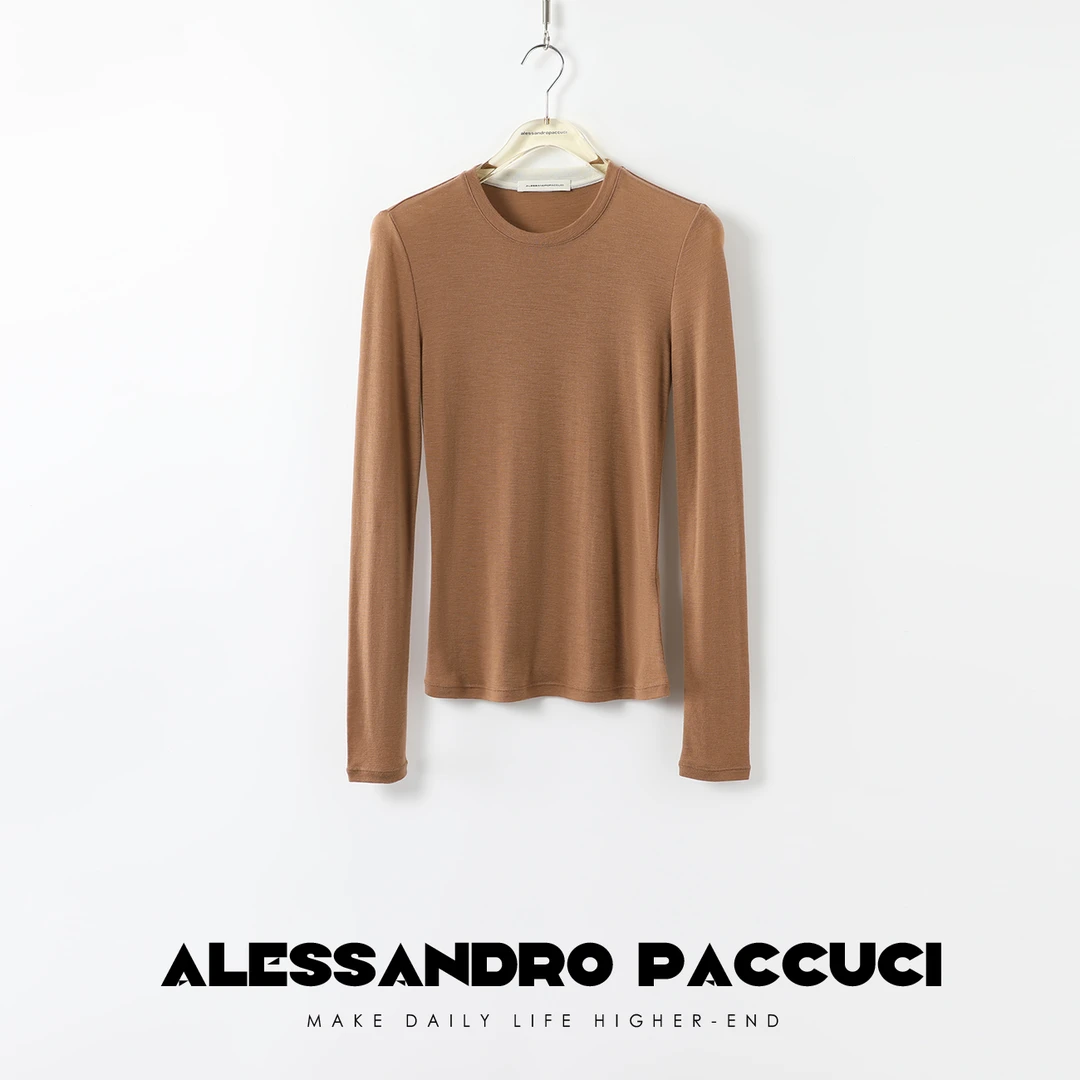 AP洛哥24165X美利奴1oo羊毛 23FW高定色打底衫