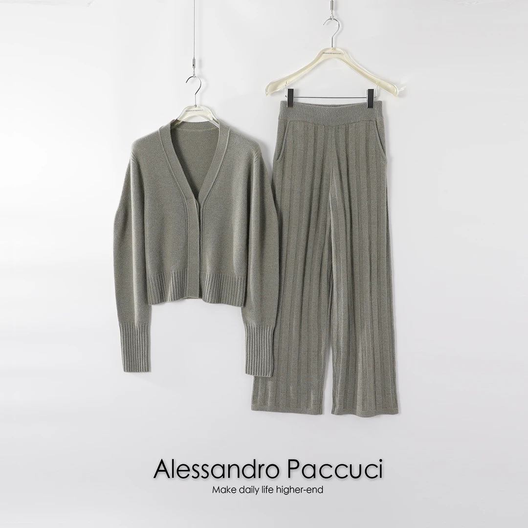 AP洛哥19165 X轻奢山羊绒时尚女装长裤针织外套