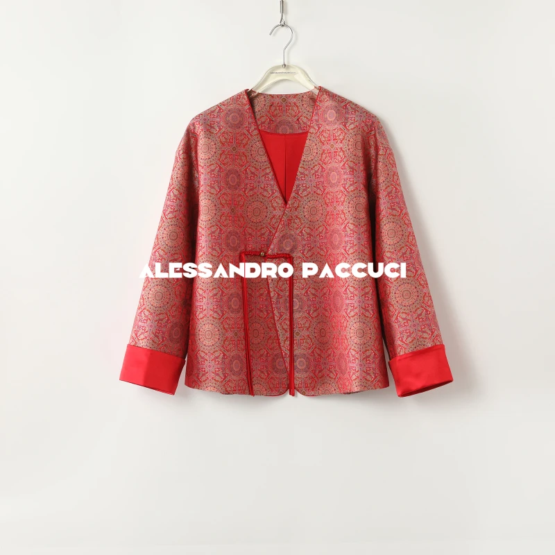 AP洛哥44178WG【黑标/八达晕】上久楷真丝宋锦六重纬新中式盘扣外套