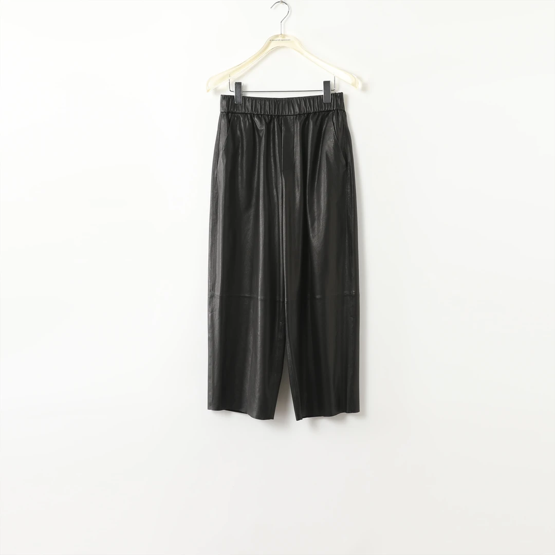 AP洛哥431025PK羊皮革松紧腰光泽感轻奢（九分裤）皮裤2024秋