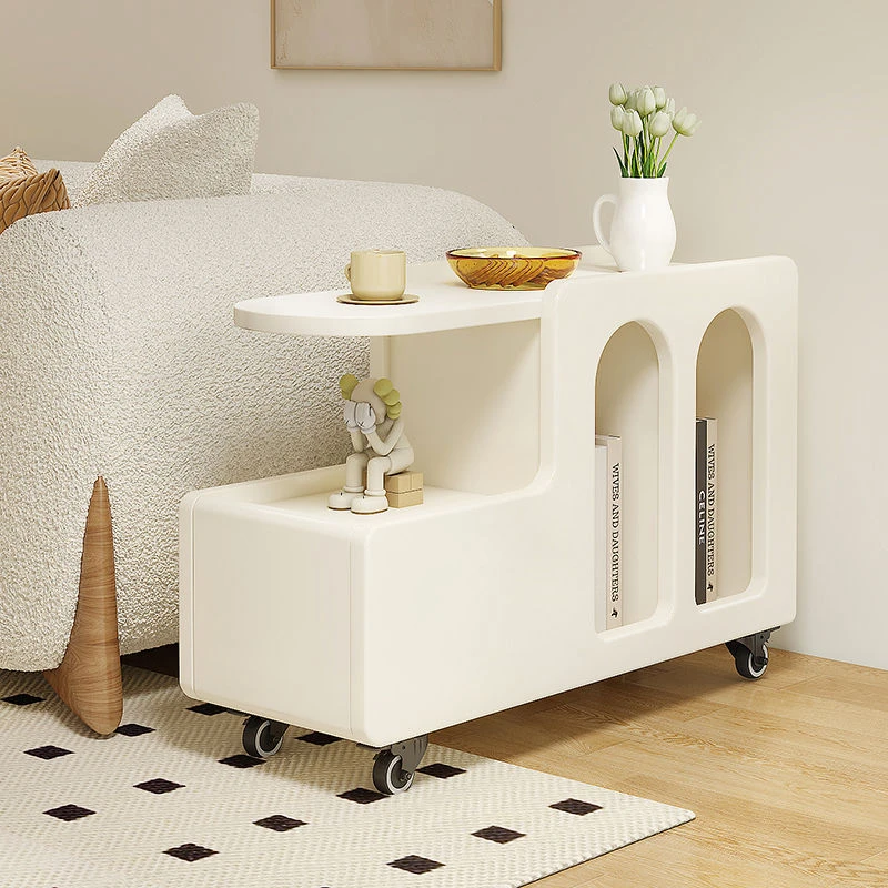 【多种收纳】北欧简约小推车奶油风移动小茶几沙发边几小户型创意