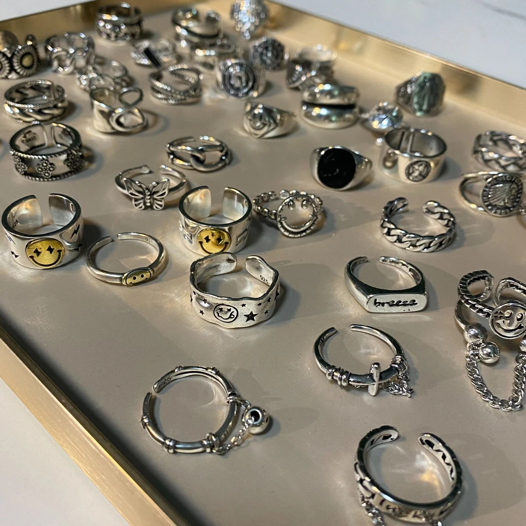 铜合金戒指 独特复古做旧指环嘻哈创意个性戒指女生高级朋克配饰