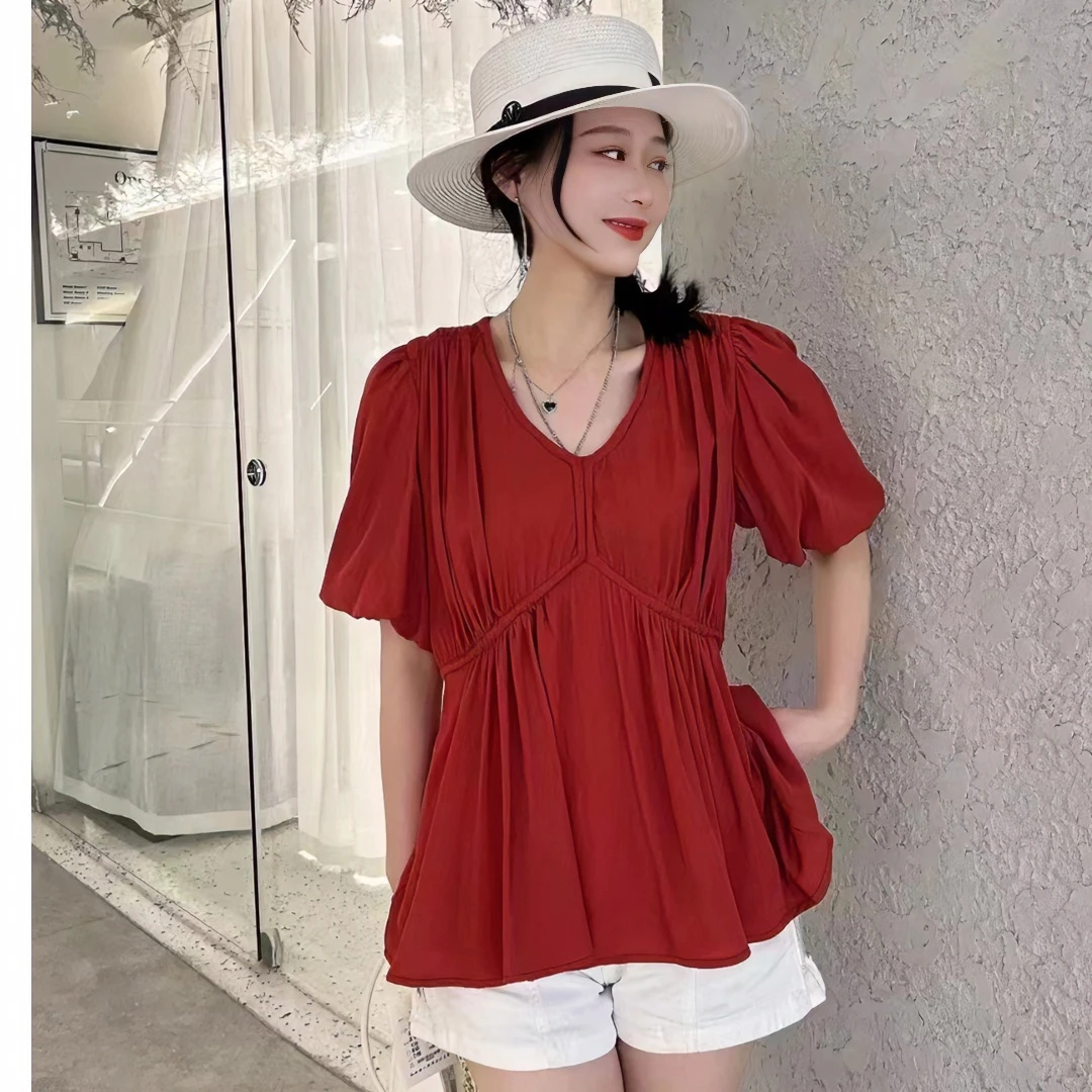 大码女装2023夏装新款洋气显瘦收腰上衣