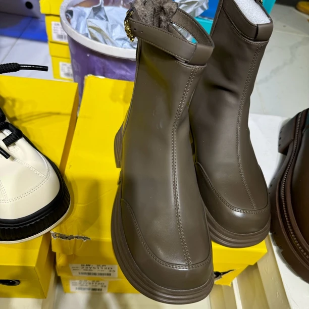 5112冬季加绒后拉链时尚高帮潮流短靴