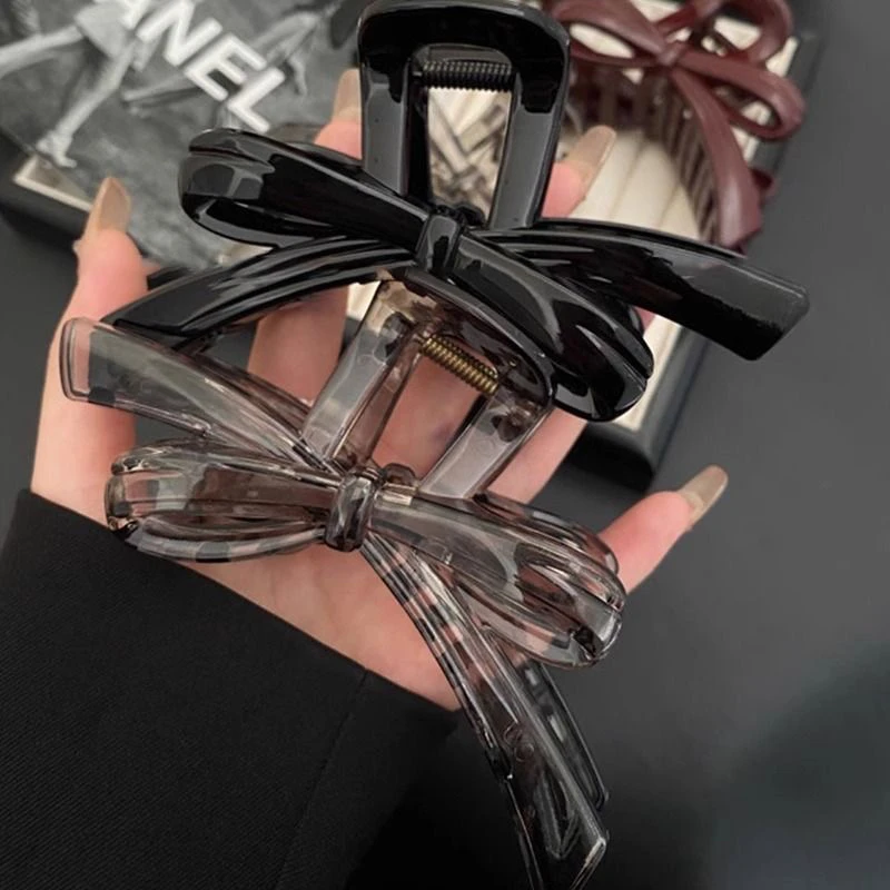 韩国立体蝴蝶结大号抓夹秋冬新款高级感后脑勺鲨鱼夹氛围感发夹