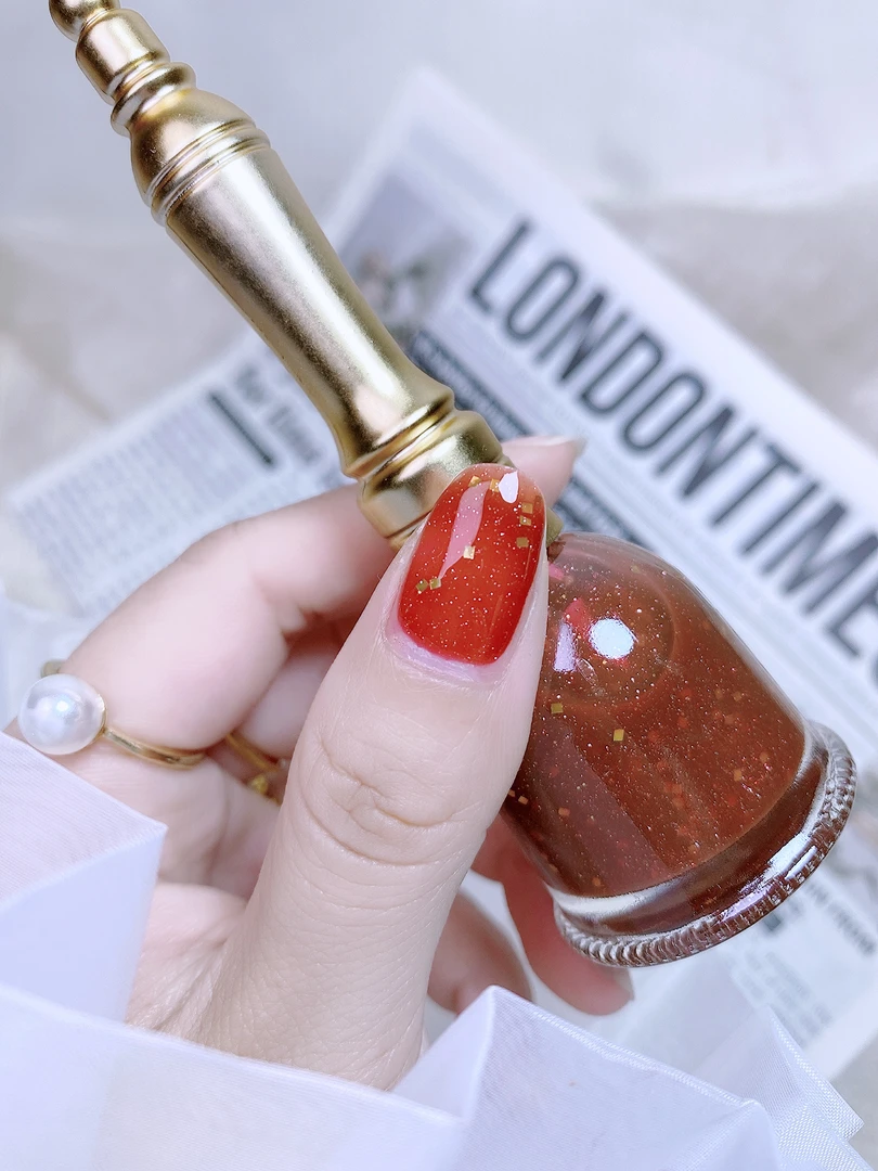 2025新款网红免烤速干指甲油持久油性不可撕拉流行~79棕菱形亮片