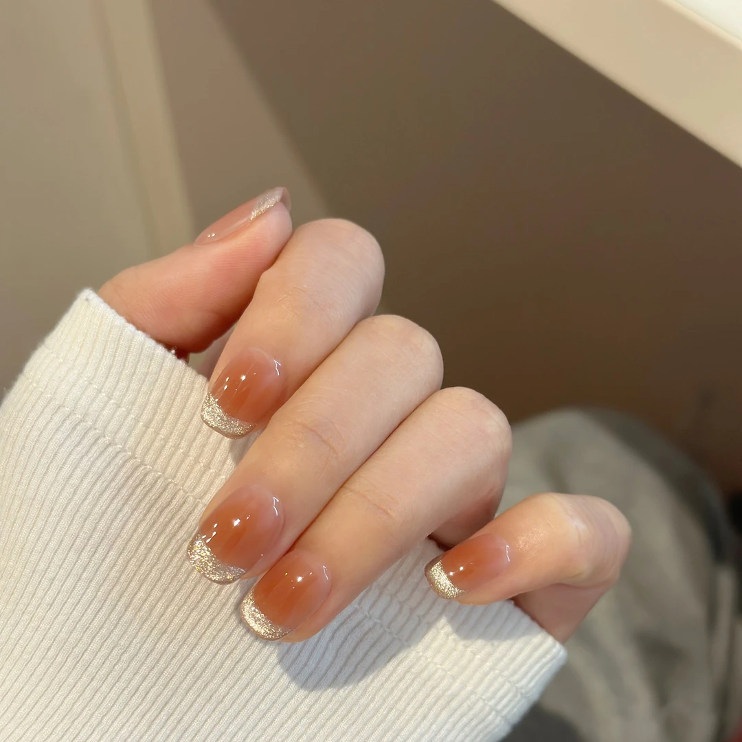 【蜜橘之夏】【喵公子】纯手工穿戴甲可拆卸美甲光疗甲