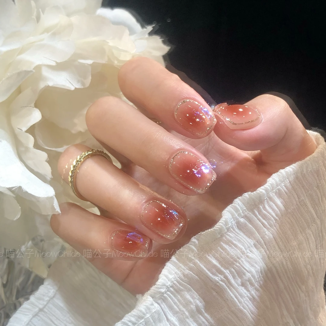 【红茶冻冻】【喵公子】纯手工穿戴甲可拆卸美甲光疗甲