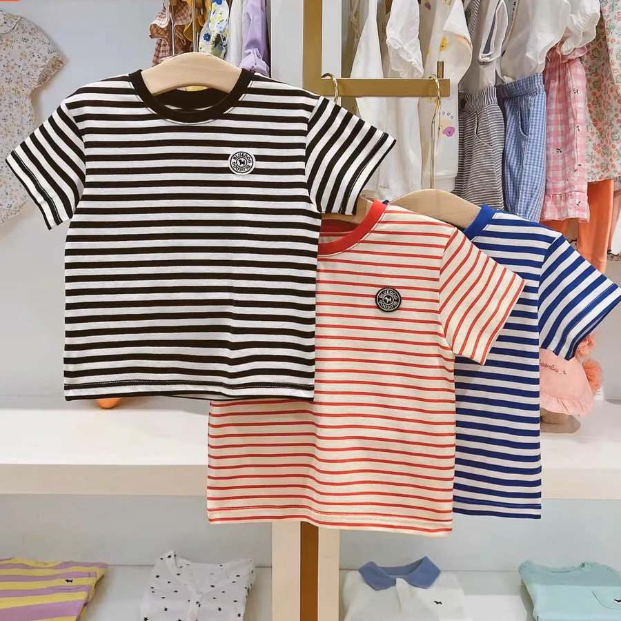 24066【纯原】【超薄软面料】韩国童装小蓝狗夏季超薄软舒适透气T恤