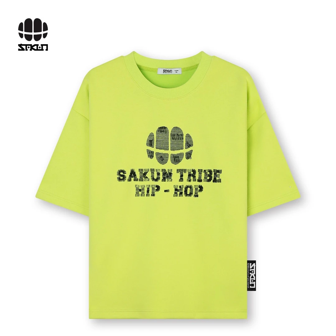 【欧若风】SAKUN潮牌立体绣花圆领T恤3141-1223567-JS-QC