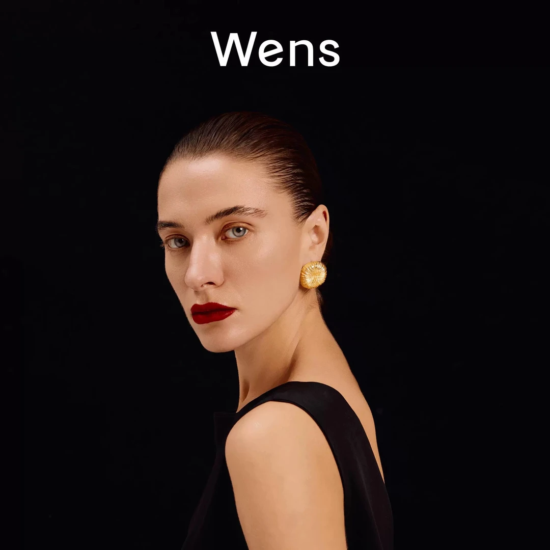 铜合金耳饰 Wens花火系列双色烟花拉丝圆球造型耳环