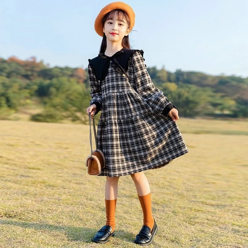 女童春秋款洋气长袖连衣裙子2022年新款大童儿童装秋季女孩秋装潮