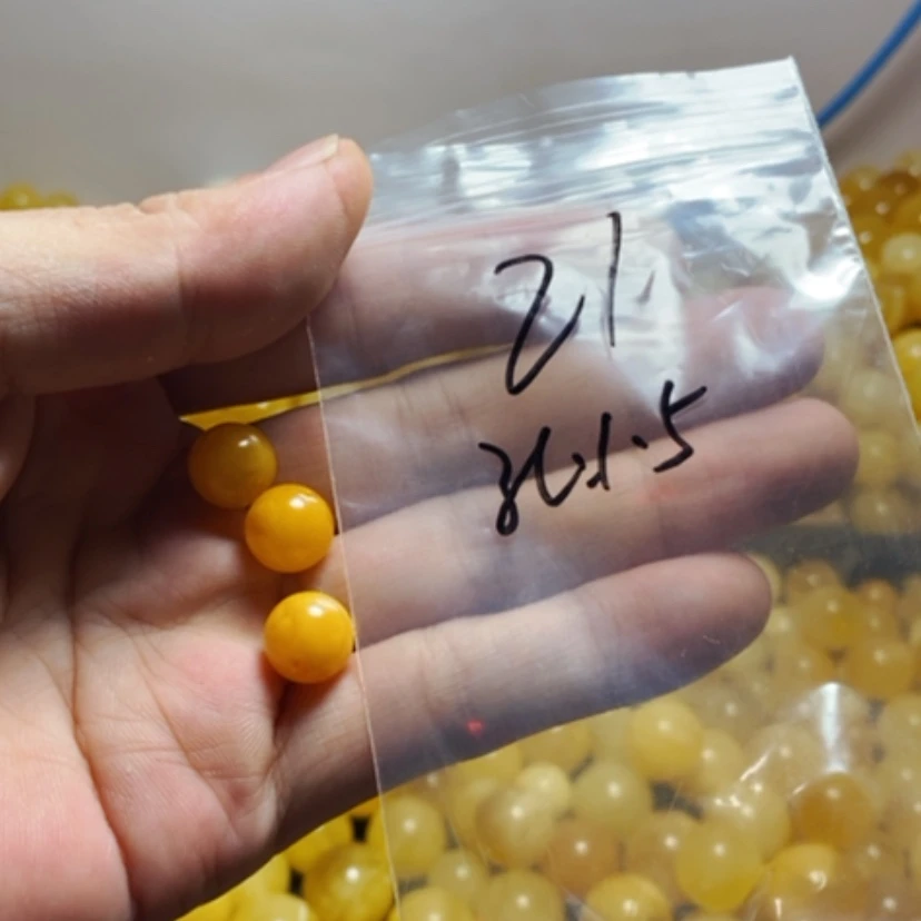 【闪购商品】琥珀裸石未镶嵌天然蜜蜡鸡油黄圆珠