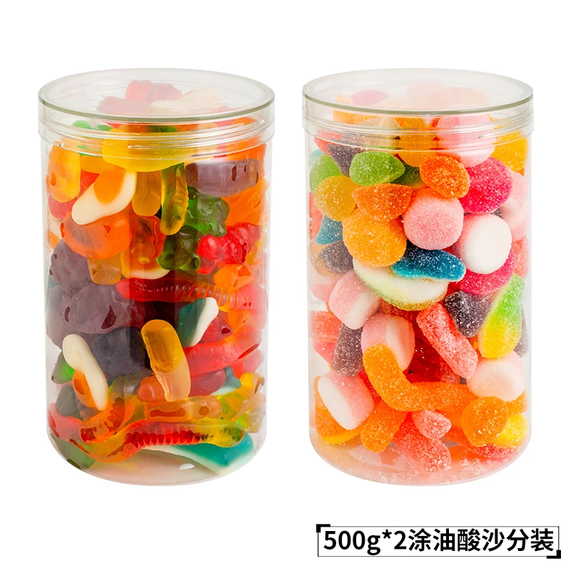 【罐装橡皮糖】橡皮糖果汁软糖QQ糖酸砂涂油网红糖果罐装500g 1000g