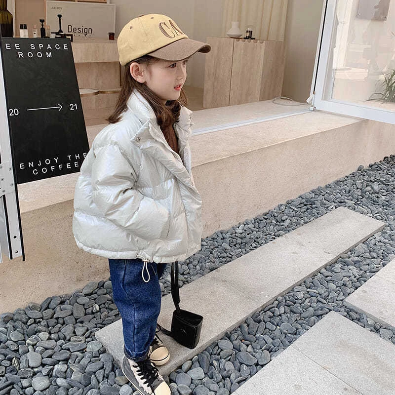 巴拉拉吧女童免洗棉衣冬装加厚2023新款儿童洋气宽松外套女孩短款