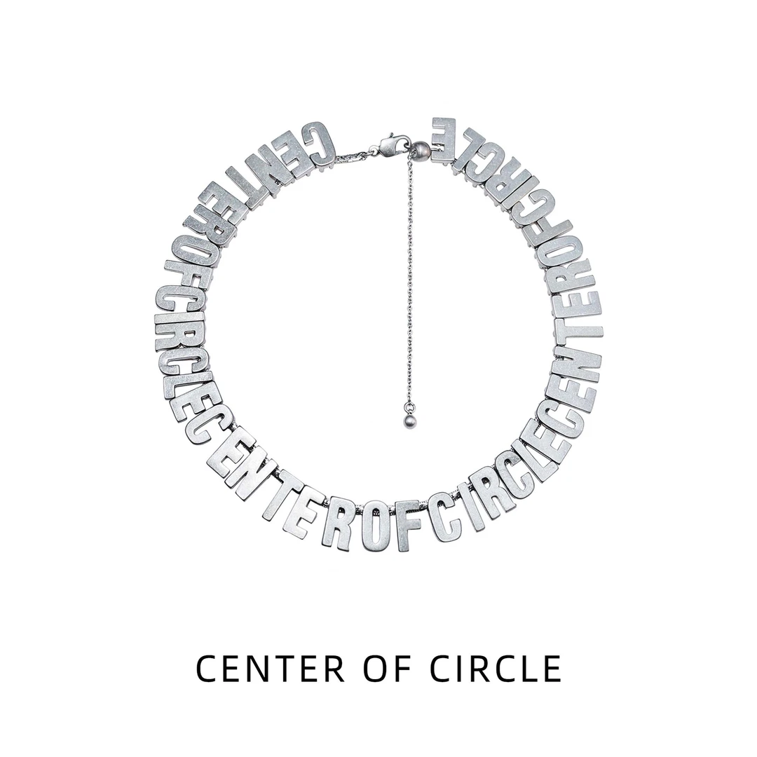 铜合金项链 COC圆心破晓重生复古高级感镀金白金字母项链