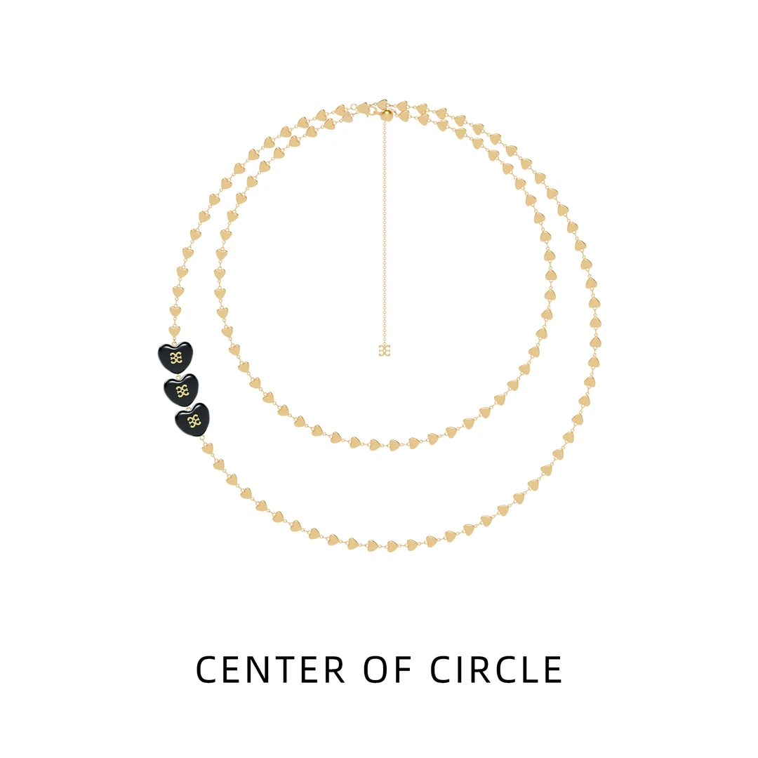 铜合金树脂项链 COC圆心多层手工高定桃心长链女轻奢锁骨链