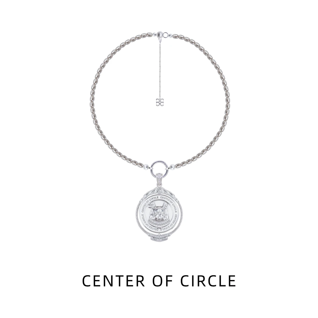 铜合金仿珍珠项链 COC圆心WANGWANG系列手工雕刻法斗项链毛衣链