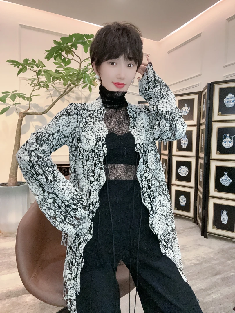 Betty Bairn【陌花舍】进口高定透视感性感蕾丝开衫24A-BW7015