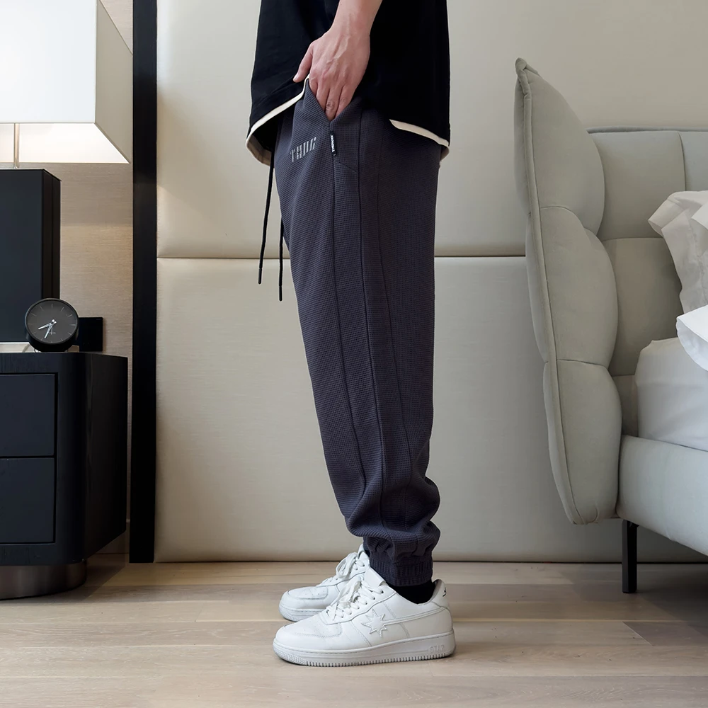 THEPANG大码男装胖子春秋宽松大码华夫格束脚休闲长裤