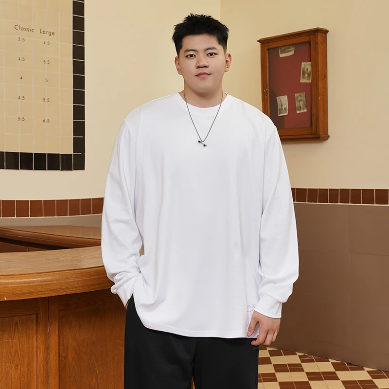 THEPANG潮牌大码男装秋冬宽松加绒长袖T恤男胖子加肥加大打底衫