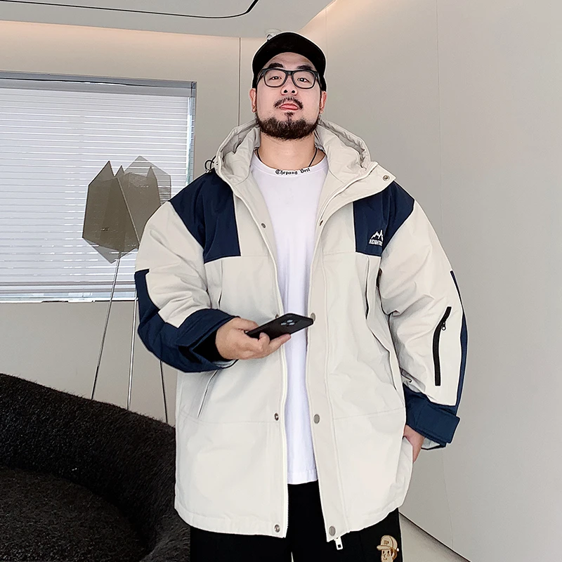 THEPANG大码男装冬季加肥加大男士连帽百搭冲锋衣加厚胖子羽绒服