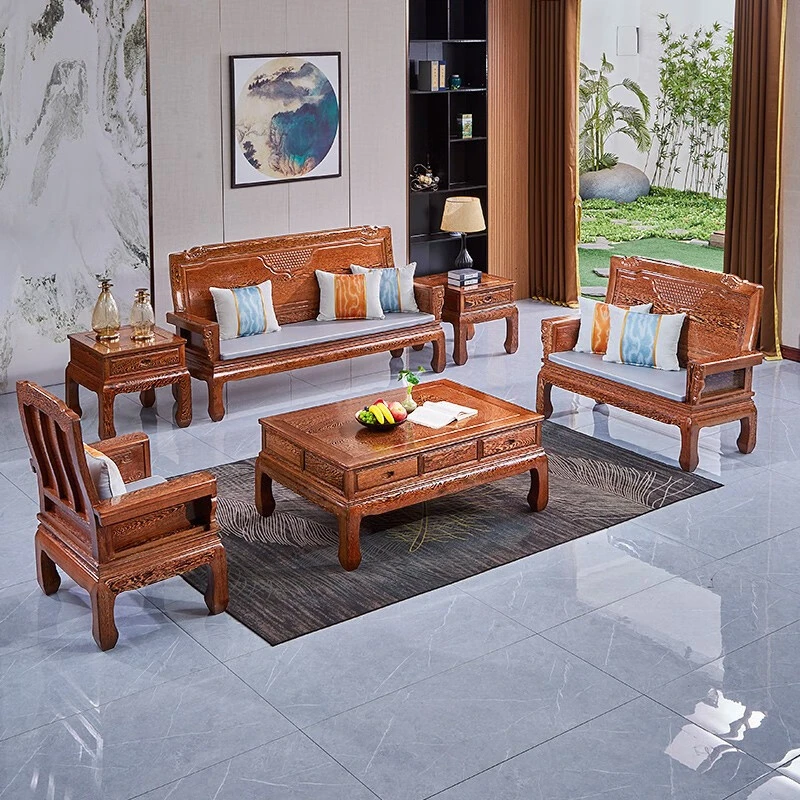 金如意沙发国标红木家具鸡翅木小户型沙发中式客厅五件套组合红木