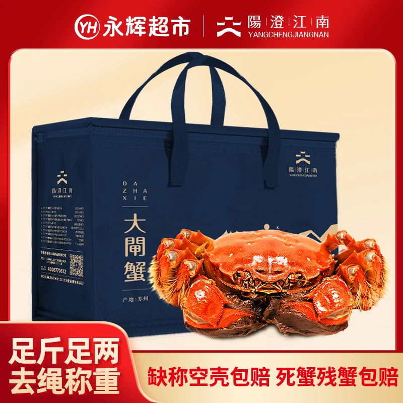 【永辉超市】活蟹-阳澄江南苏州精品大闸蟹全母蟹3.2-3.5两10只装DL