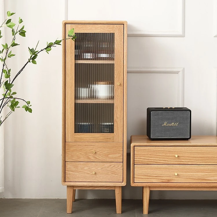 西雅图美国红橡木全实木边柜电视机柜客厅酒柜角柜北欧风窄餐厅