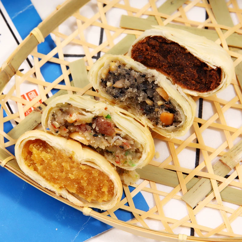 【三姐定做款】五仁 黑芝麻 板栗 红豆沙酥皮月饼16个装
