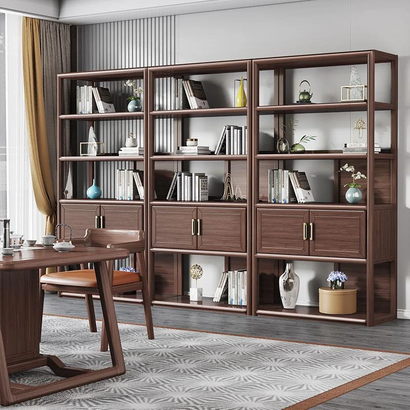 新中式胡桃木实木博古架书房客厅现代简约手办柜小户型展示柜家具