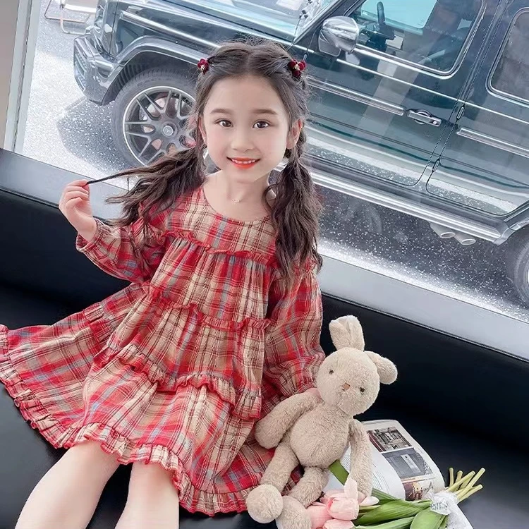 女童秋季连衣裙2024新款韩版洋气长袖裙子儿童春秋宝宝纯棉公主裙