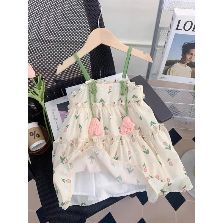 【现货】女童夏季连衣裙2024新款洋气童公主裙宝宝雪纺吊带裙子薄款