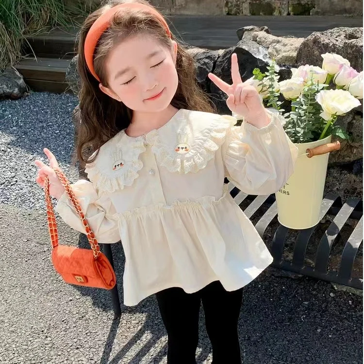 女童套装春秋2024新款儿童洋气时髦秋季衬衫宝宝秋装