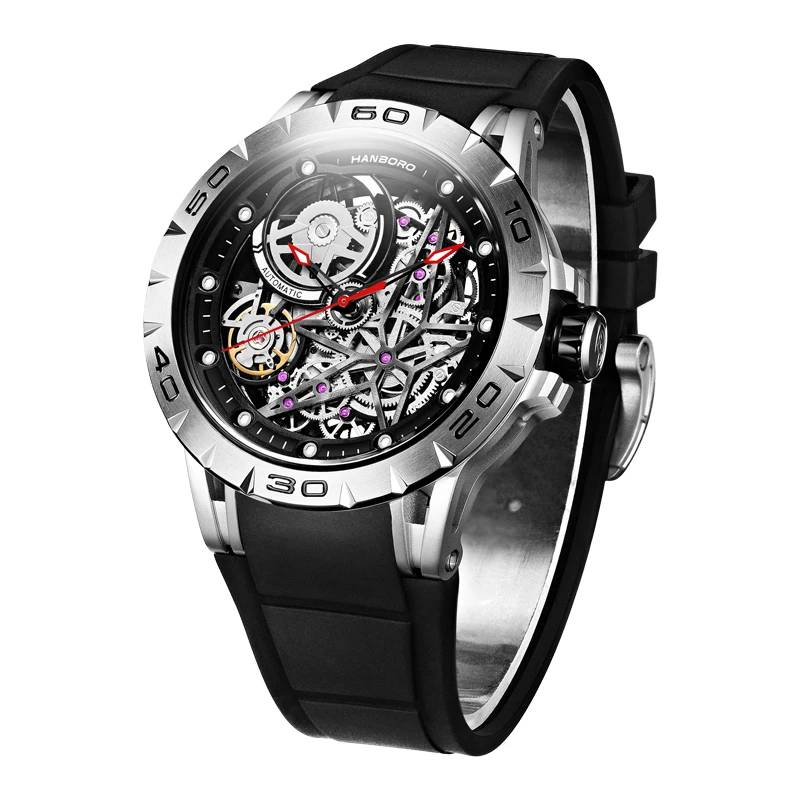【小陈专属】HANBORO王者竞速系列单摆轮自动男士潮流机械手表