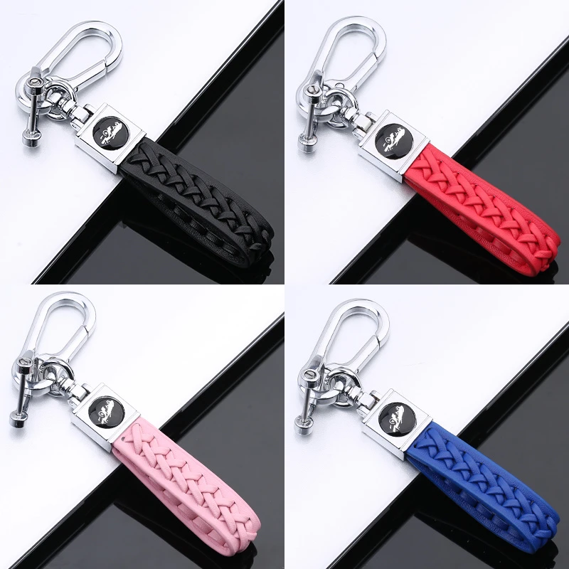 汽车钥匙扣手工编织绳小羊皮马D扣个性挂扣时尚合金钥匙扣通用
